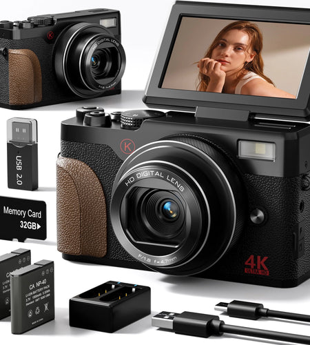 Digital Camera 4K 56MP Cameras for Photography for Youtube with 32GB SD Card