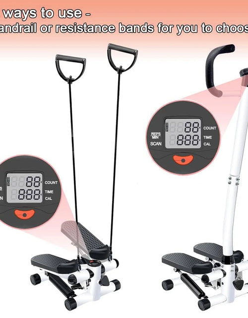 Load image into Gallery viewer, Steppers for Exercise, Mini Stair Stepper with Resistance Bands and Handlebar, 2 Ways to Use, Stair Climber Fitness Exercise Equipment for Full Body Training, 220 Lbs Weight Capacity
