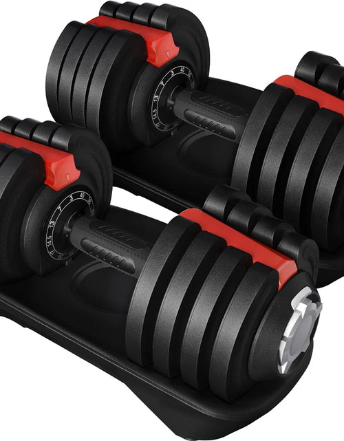 Load image into Gallery viewer, 40Lb Adjustable Dumbbell Set with Anti-Slip Handle and Tray, Black
