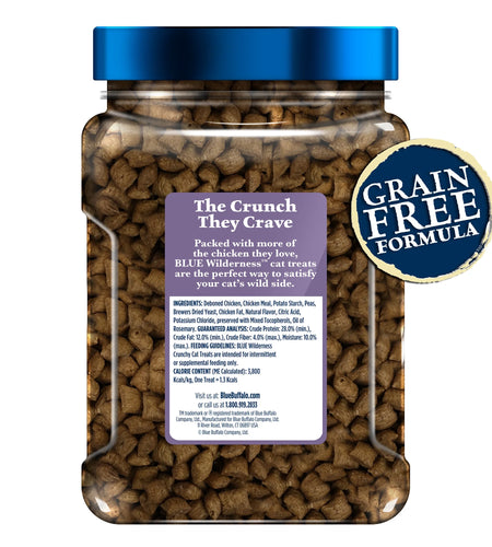 Wilderness Crunchy Dry Cat Treats, Natural & Grain-Free, Chicken, 12-Oz. Tub
