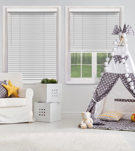 2" Cordless Faux Wood Blinds, White