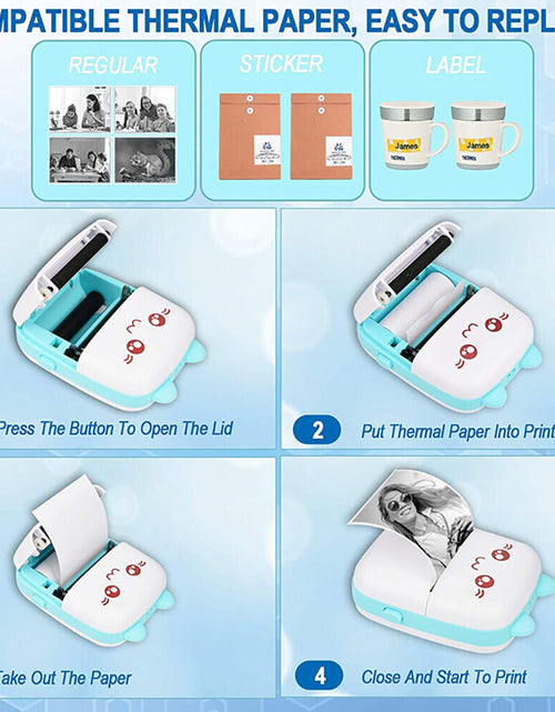 Load image into Gallery viewer, Portable Mini Thermal Printer Pocket Photo Printer Wireless Bluetooth W/ 6 Rolls
