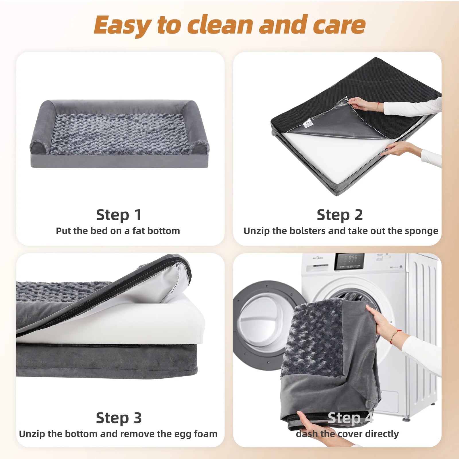 29" Orthopedic Dog Bed for Medium Dogs with Waterproof Washable Cover and Memory Foam