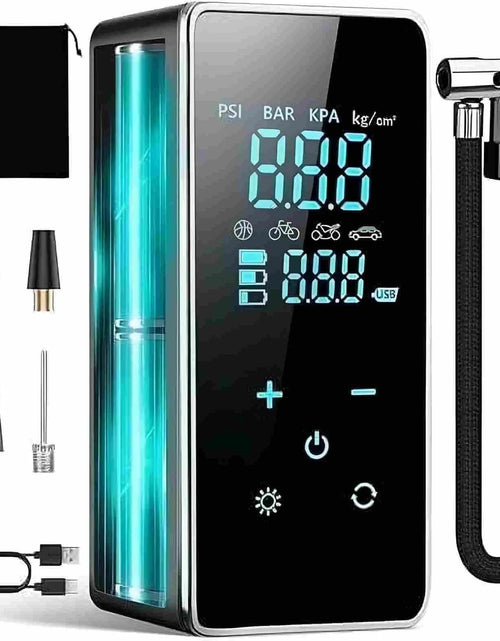 Load image into Gallery viewer, Tire Inflator Portable Air Compressor-18000Mah-Portable Air Pump-150 PSI Tire Pump with Touch Screen/Gauge/Light for Car, Motorcycle, Bike, Ball
