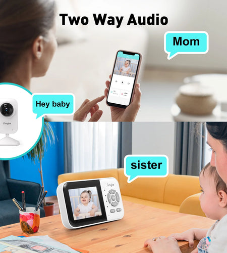 Dual Camera Video Baby Monitor, 2.8" LCD, Wireless, Night Vision, 2-Way Audio, App Access, 1200Ft Range, Feeding Timer, Temperature Sensor, Portable for Home Use