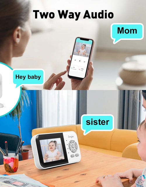 Load image into Gallery viewer, Dual Camera Video Baby Monitor, 2.8&quot; LCD, Wireless, Night Vision, 2-Way Audio, App Access, 1200Ft Range, Feeding Timer, Temperature Sensor, Portable for Home Use
