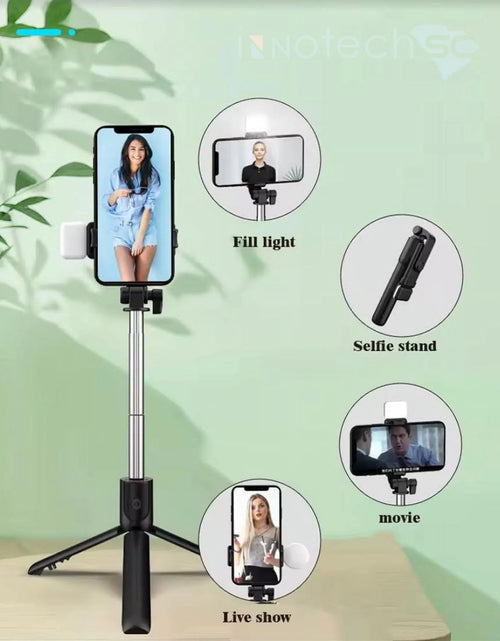 Load image into Gallery viewer, Selfie Stick Tripod with Light, 27&#39;&#39; Selfie Stick with Wireless Remote, Portable Phone Tripod Compatible with Iphone 15 Pro Max/15/14 /13, Samsung Android Smartphone
