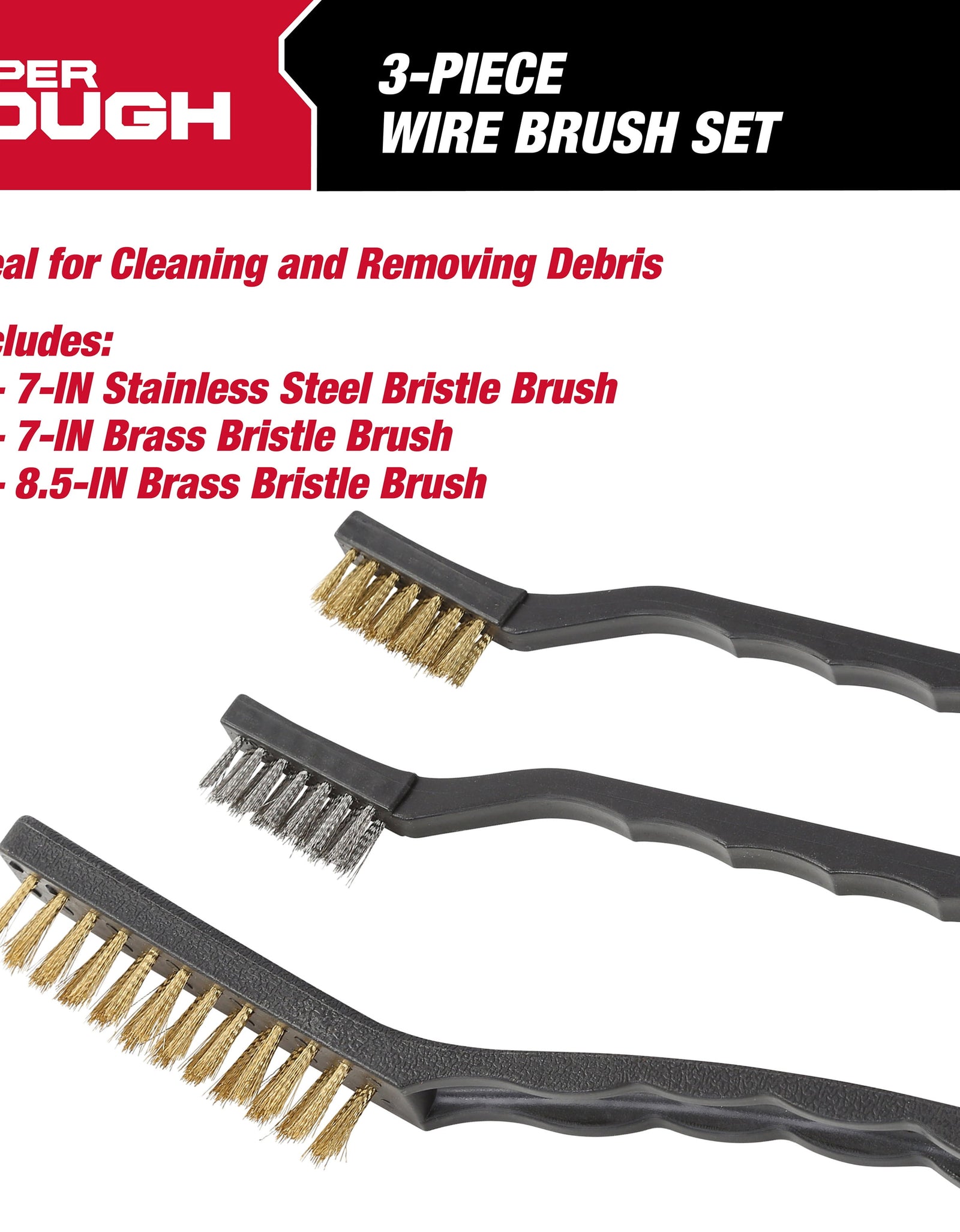 3-Piece Wire Utility Brush Set for Utility Cleaning Brass and Stainless Steel