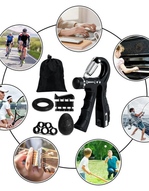 Load image into Gallery viewer, 6 Pack Grip Strength Trainer Kit with Counter, Adjustable Resistance 10 to 132Lbs Hand Gripper, Hand Extension Exerciser and Forearm Workout Ring for Muscle Building and Injury Recover

