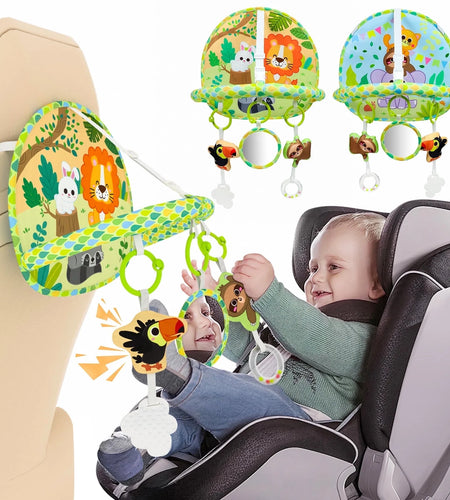 Baby Car Seat Toy for Travel Rear Facing Double Sided Baby Travel Activity Car Seat Entertainment Toy Easy Drive Gift for Newborn Baby Infant 0-12 Month