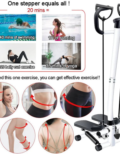 Load image into Gallery viewer, Steppers for Exercise, Mini Stair Stepper with Resistance Bands and Handlebar, 2 Ways to Use, Stair Climber Fitness Exercise Equipment for Full Body Training, 220 Lbs Weight Capacity
