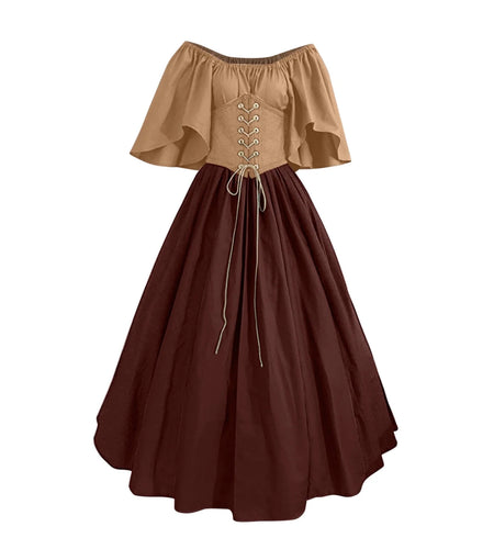 Womens Renaissance Faire Dresses Medieval Irish Traditional plus Size Dresses Ruffle over Dress Corset Retro Cosplay Gown