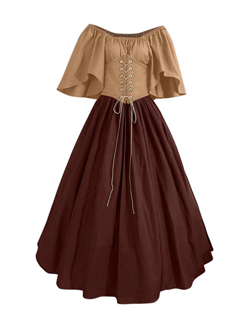 Load image into Gallery viewer, Womens Renaissance Faire Dresses Medieval Irish Traditional plus Size Dresses Ruffle over Dress Corset Retro Cosplay Gown
