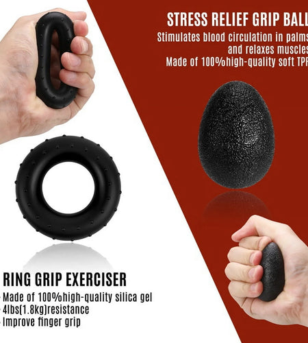 6 Pack Grip Strength Trainer Kit with Counter, Adjustable Resistance 10 to 132Lbs Hand Gripper, Hand Extension Exerciser and Forearm Workout Ring for Muscle Building and Injury Recover