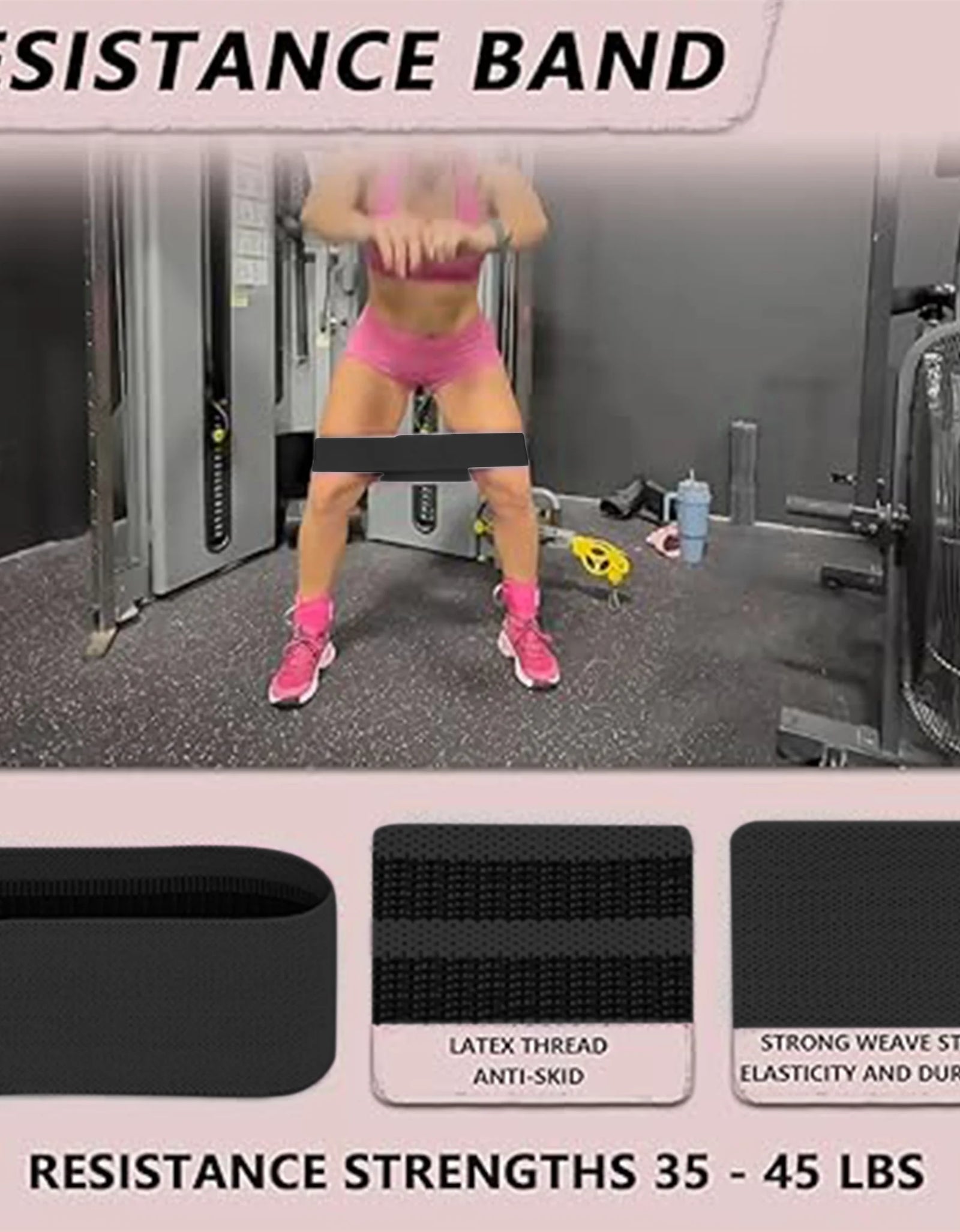 9 Pcs Barbell Pad Set, Barbell Squat Pad for Hip Thrusts, Lunges, Leg Day with 2 Gym Ankle Straps, 3 Hip Resistance Bands, 2 Lifting Strap, Barbell Pad and Carry Bag, Black