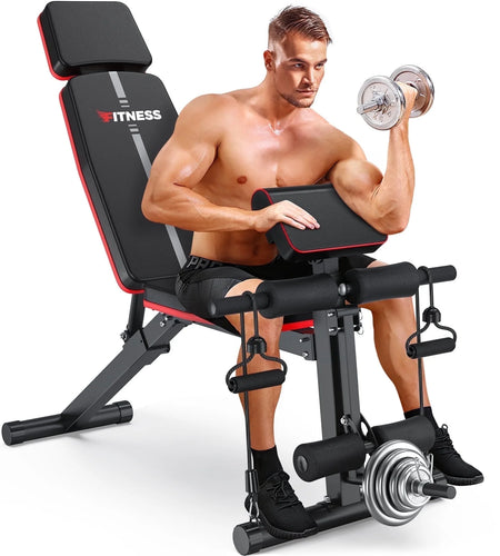 770LB Foldable Weight Bench,7 Positions Adjustable Workout Bench Press for Home Gym Full Body Strength Training