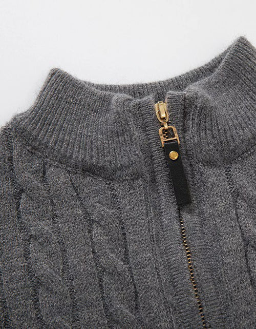 Load image into Gallery viewer, Sweaters for Men Cable Knit Crew Neck Top Long Sleeve Dressy Casual Fall and Winter Quarter Zip Pullover Sweater
