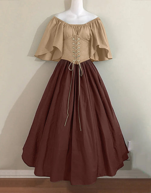 Load image into Gallery viewer, Womens Renaissance Faire Dresses Medieval Irish Traditional plus Size Dresses Ruffle over Dress Corset Retro Cosplay Gown
