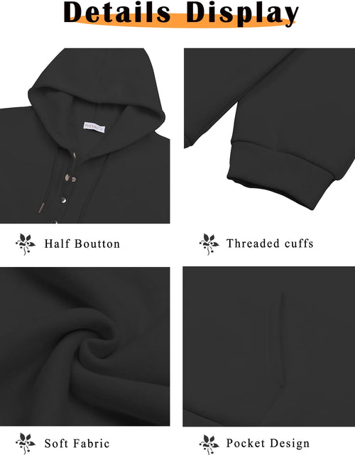 Load image into Gallery viewer, Half Boutton Womens Hoodies Drawstring Hooded Sweatshirts for Woman with Pocket
