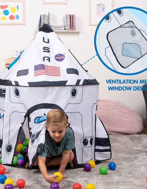 Load image into Gallery viewer, Rocket Ship Play Tent Pop up Play Tent Kids Indoor Outdoor Spaceship Playhouse Tent Set
