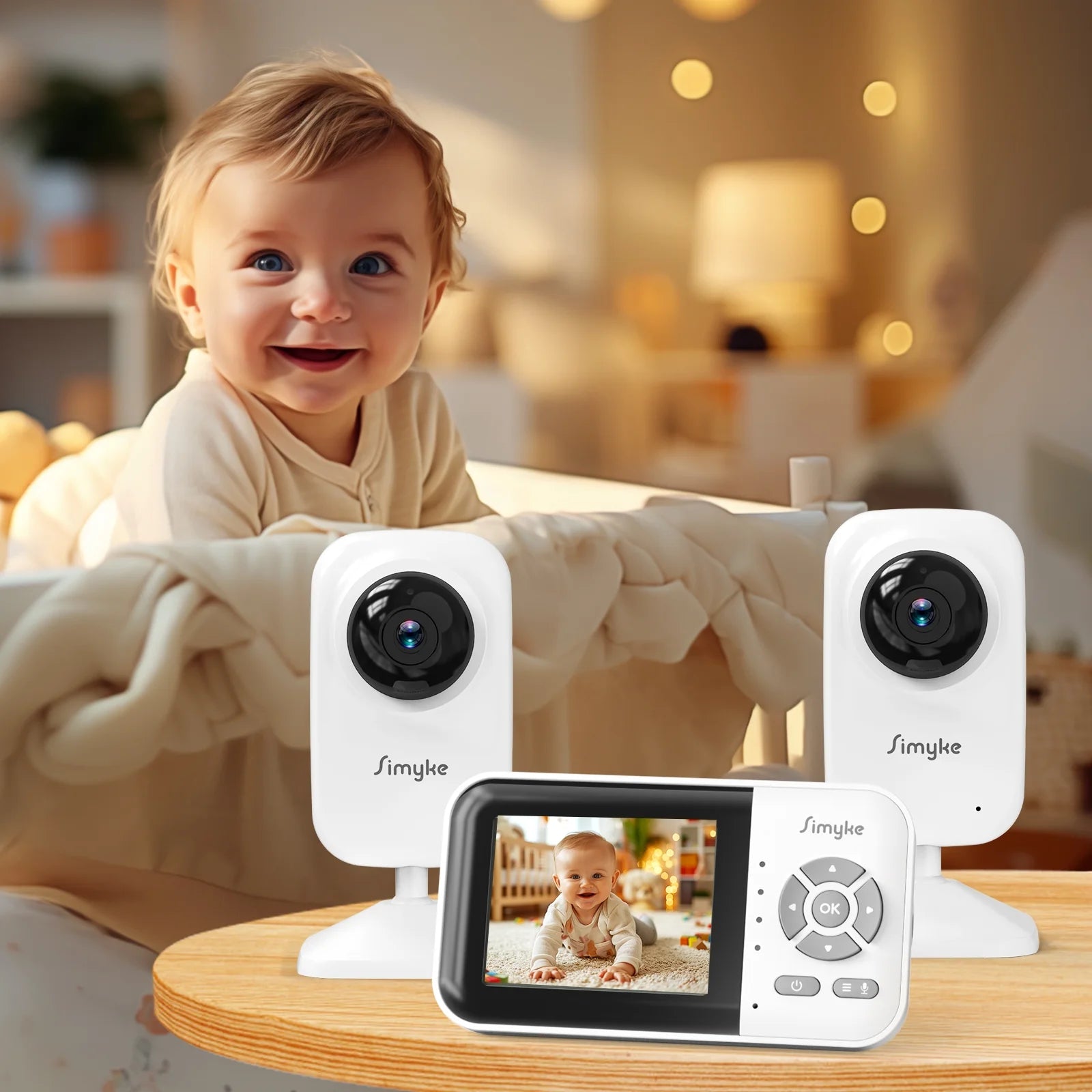 Dual Camera Video Baby Monitor, 2.8" LCD, Wireless, Night Vision, 2-Way Audio, App Access, 1200Ft Range, Feeding Timer, Temperature Sensor, Portable for Home Use