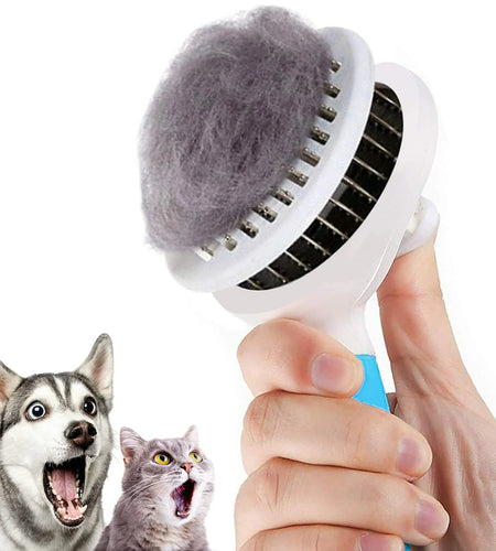 Cat and Dog Brush, Self Cleaning Deshedding Tool for Undercoat, Mats, Knots, Flakes - All Hair Lengths