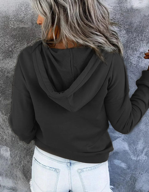 Load image into Gallery viewer, Half Boutton Womens Hoodies Drawstring Hooded Sweatshirts for Woman with Pocket

