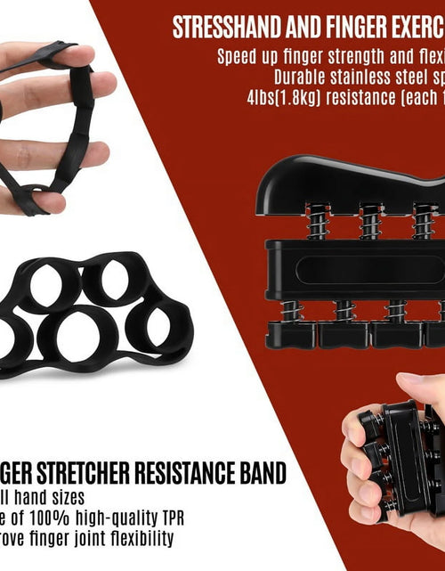 Load image into Gallery viewer, 6 Pack Grip Strength Trainer Kit with Counter, Adjustable Resistance 10 to 132Lbs Hand Gripper, Hand Extension Exerciser and Forearm Workout Ring for Muscle Building and Injury Recover
