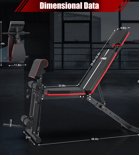 770LB Foldable Weight Bench,7 Positions Adjustable Workout Bench Press for Home Gym Full Body Strength Training