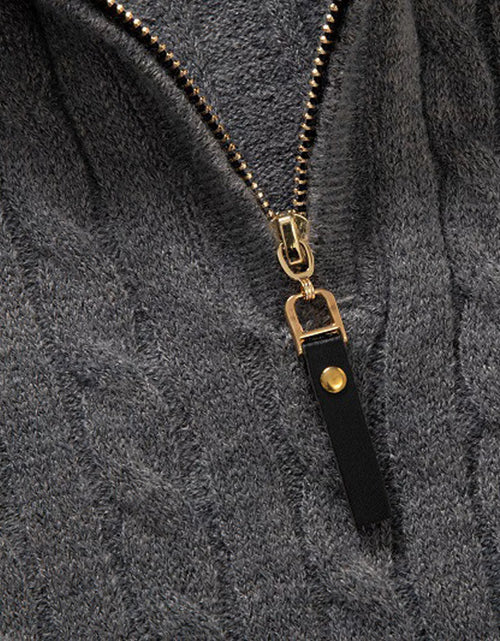 Load image into Gallery viewer, Sweaters for Men Cable Knit Crew Neck Top Long Sleeve Dressy Casual Fall and Winter Quarter Zip Pullover Sweater
