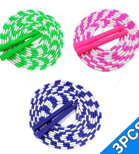 Jump Rope, 3 PCS Adjustable Length Tangle-Free Segmented Soft Beaded Skipping Rope, Fitness Jump Rope for Man Women Weight Loss 9.2 Ft