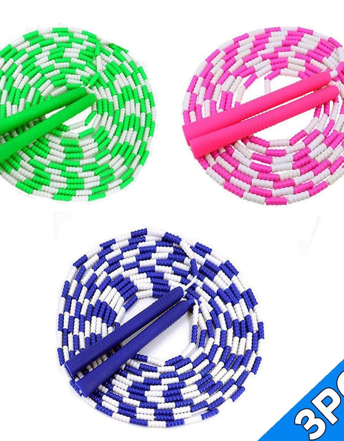 Load image into Gallery viewer, Jump Rope, 3 PCS Adjustable Length Tangle-Free Segmented Soft Beaded Skipping Rope, Fitness Jump Rope for Man Women Weight Loss 9.2 Ft
