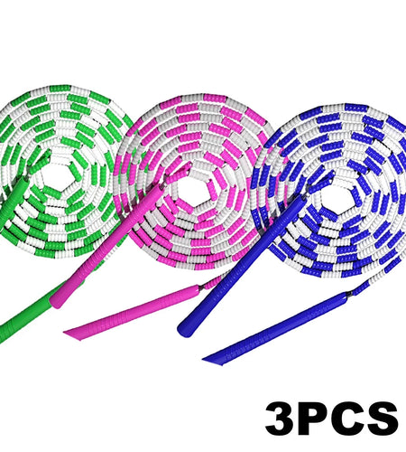 Jump Rope, 3 PCS Adjustable Length Tangle-Free Segmented Soft Beaded Skipping Rope, Fitness Jump Rope for Man Women Weight Loss 9.2 Ft