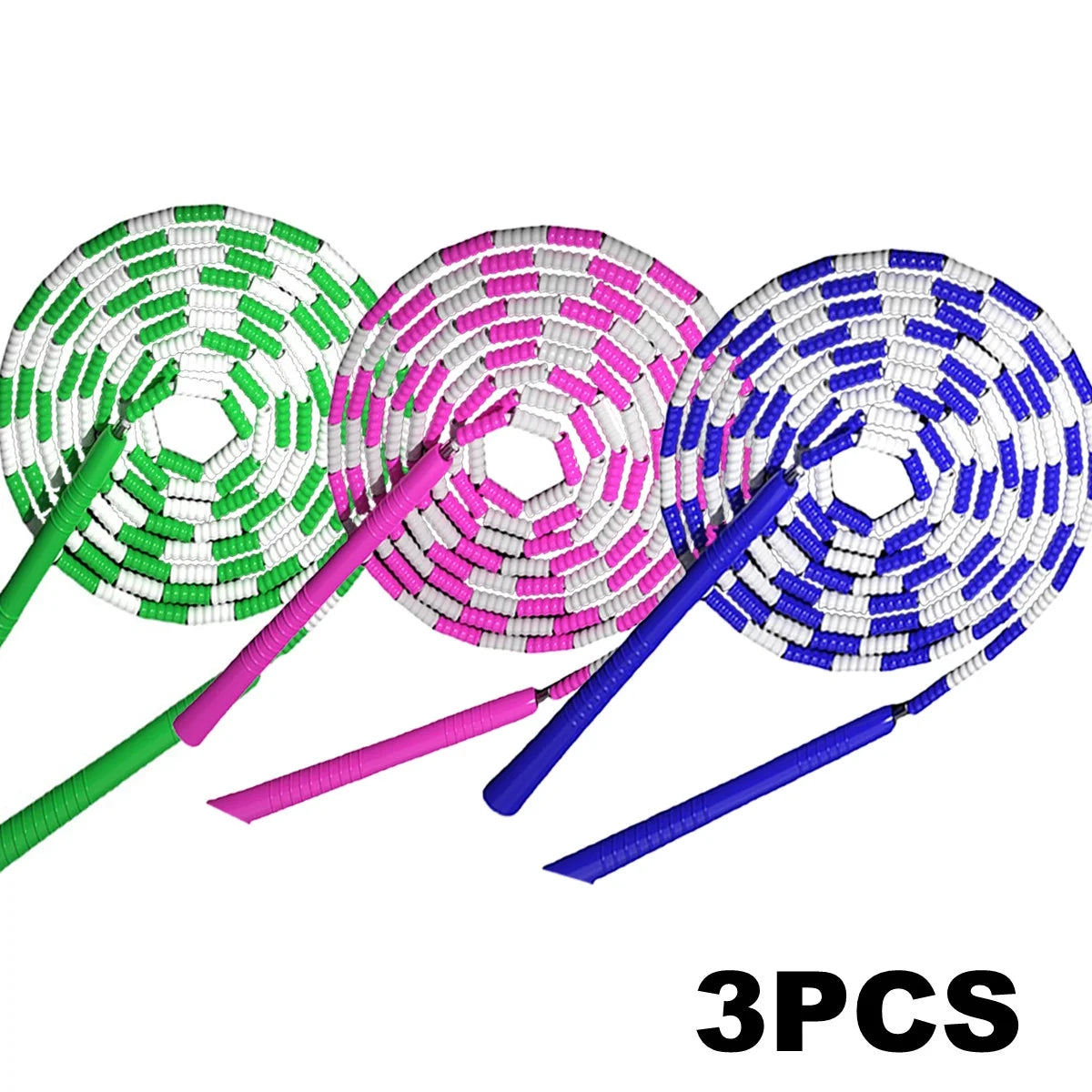 Jump Rope, 3 PCS Adjustable Length Tangle-Free Segmented Soft Beaded Skipping Rope, Fitness Jump Rope for Man Women Weight Loss 9.2 Ft