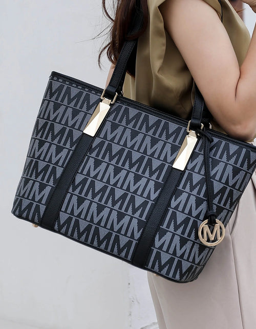 Load image into Gallery viewer, by Mia K. Marimar Women&#39;S Tote Bag with Pouch and Wristlet, Signature 4 Piece Set - Navy Blue
