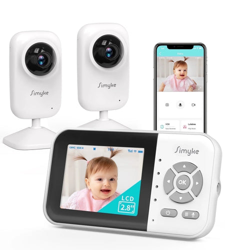 Dual Camera Video Baby Monitor, 2.8" LCD, Wireless, Night Vision, 2-Way Audio, App Access, 1200Ft Range, Feeding Timer, Temperature Sensor, Portable for Home Use