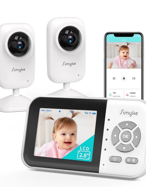 Load image into Gallery viewer, Dual Camera Video Baby Monitor, 2.8&quot; LCD, Wireless, Night Vision, 2-Way Audio, App Access, 1200Ft Range, Feeding Timer, Temperature Sensor, Portable for Home Use
