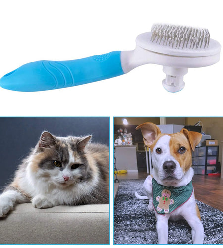 Cat and Dog Brush, Self Cleaning Deshedding Tool for Undercoat, Mats, Knots, Flakes - All Hair Lengths
