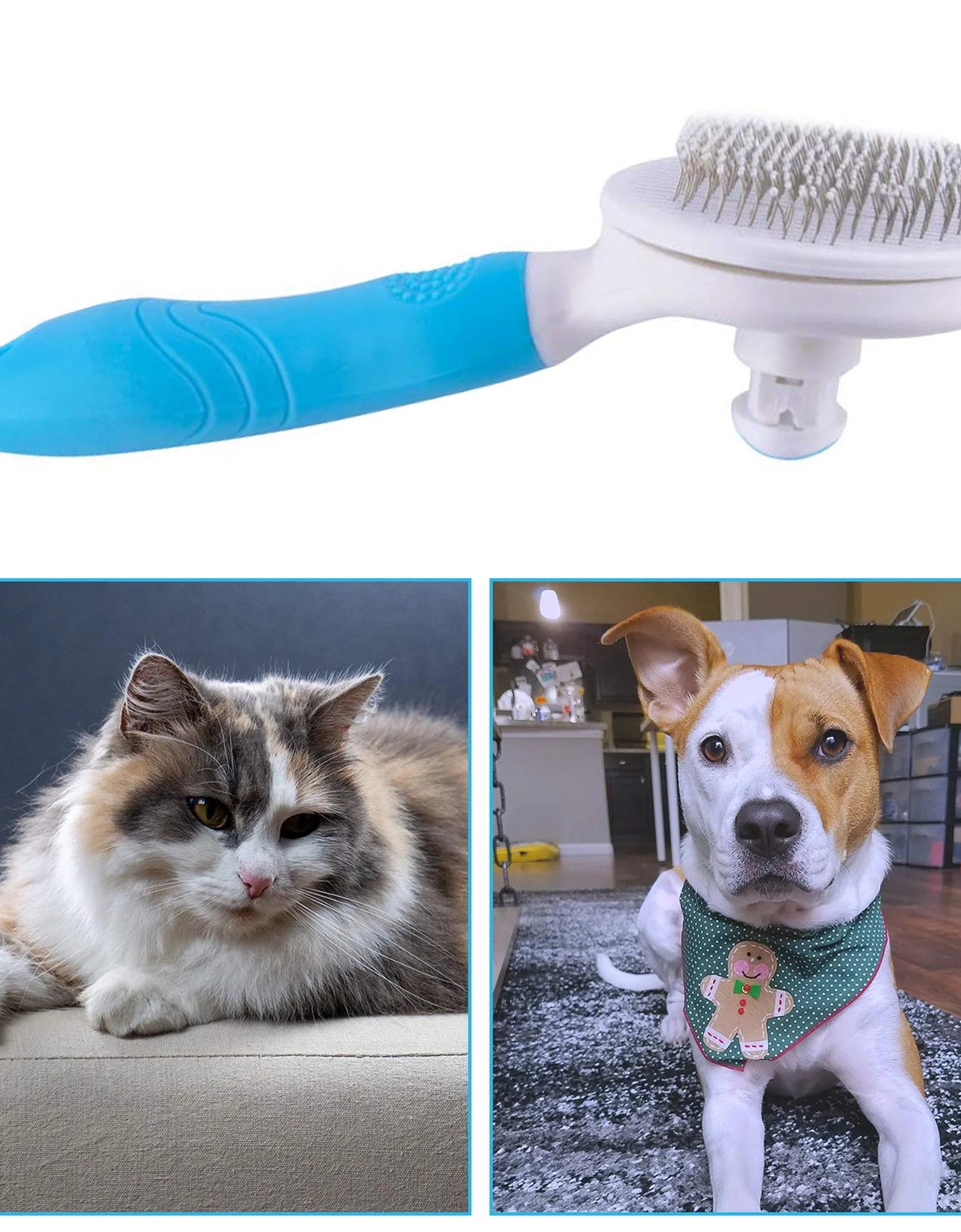 Cat and Dog Brush, Self Cleaning Deshedding Tool for Undercoat, Mats, Knots, Flakes - All Hair Lengths