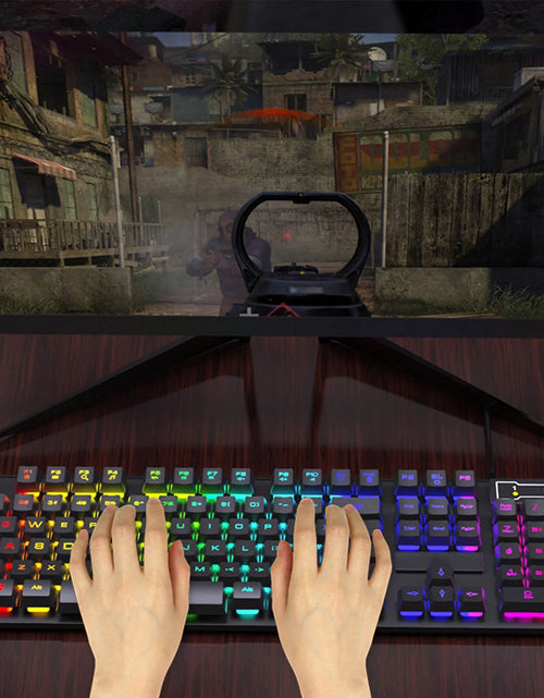 Load image into Gallery viewer, Keyboard and Mouse Set Combo, Wired RGB Backlit Computer Keyboard with USB RGB Gaming Mouse Design for Windows PC Laptop Desktop Notebook-Fv-Q305S
