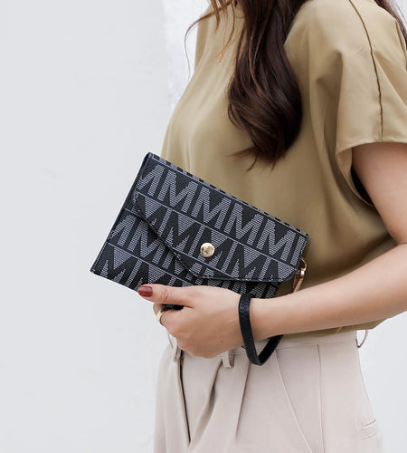 by Mia K. Marimar Women'S Tote Bag with Pouch and Wristlet, Signature 4 Piece Set - Navy Blue