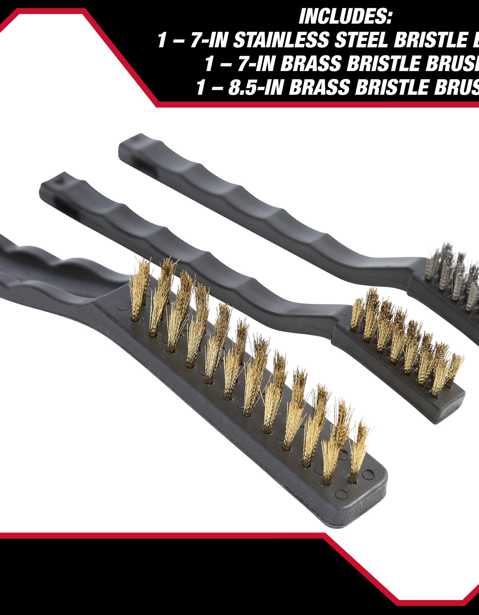 3-Piece Wire Utility Brush Set for Utility Cleaning Brass and Stainless Steel