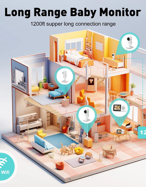 Load image into Gallery viewer, Dual Camera Video Baby Monitor, 2.8&quot; LCD, Wireless, Night Vision, 2-Way Audio, App Access, 1200Ft Range, Feeding Timer, Temperature Sensor, Portable for Home Use
