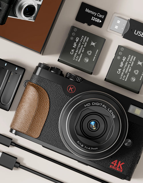 Load image into Gallery viewer, Digital Camera 4K 56MP Cameras for Photography for Youtube with 32GB SD Card
