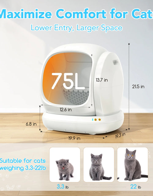 Load image into Gallery viewer, 75L Smart Automatic Self-Cleaning Cat Litter Box, APP Control/Integrated Safety Protection,White
