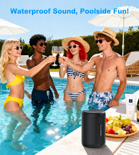 Portable Bluetooth Speaker, IPX7 Waterproof Wireless Speaker, Stocking Stuffers, Bluetooth 5.0, TWS Mini Speaker for Home/Party/Outdoor/Travel/Gifts, Black