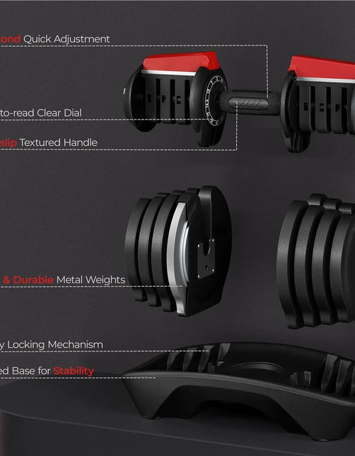 Load image into Gallery viewer, 40Lb Adjustable Dumbbell Set with Anti-Slip Handle and Tray, Black
