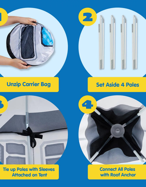 Load image into Gallery viewer, Rocket Ship Play Tent Pop up Play Tent Kids Indoor Outdoor Spaceship Playhouse Tent Set
