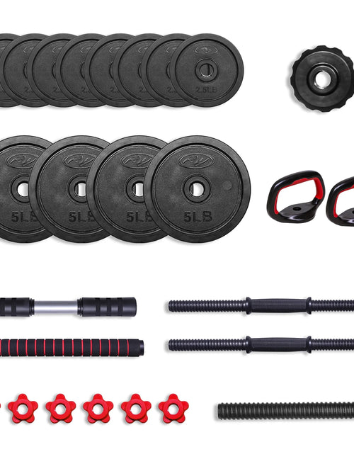 Load image into Gallery viewer, 40LB 5 in 1 Adjustable Dumbbell Set , Fitness Exercises for Home Gym, Black, 1-Inch Holes Fit Standard Sized Bar
