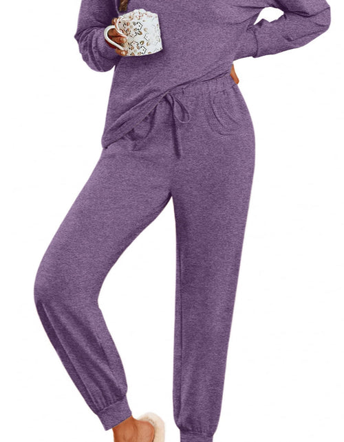 Load image into Gallery viewer, Womens Pajamas Sets Long Sleeve Top and Pant with Pockets Lounge Wear Set Oufits
